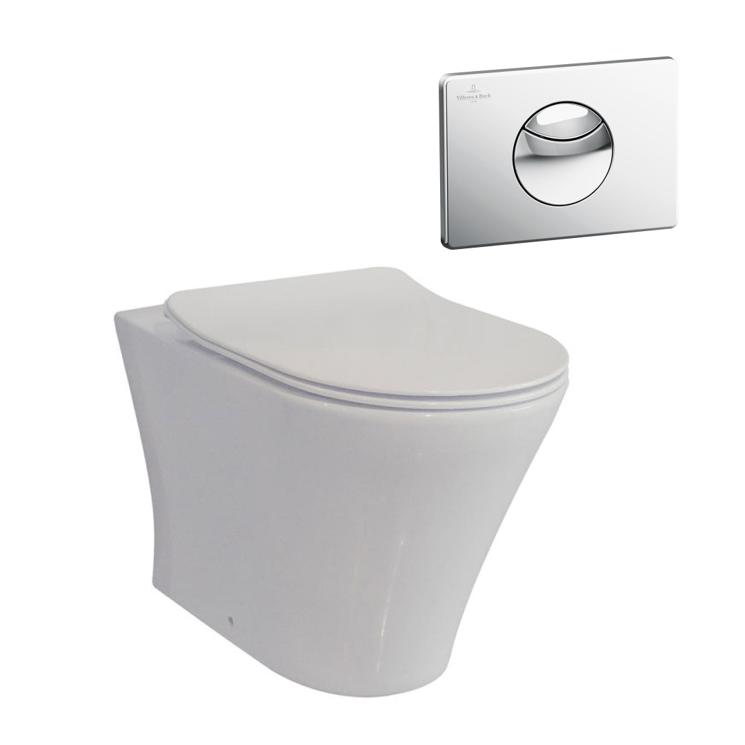 Villeroy & Boch O.Novo 2.0 S-Trap DirectFlush Wall Faced Toilet incl/Slim Seat & VB Cistern Package