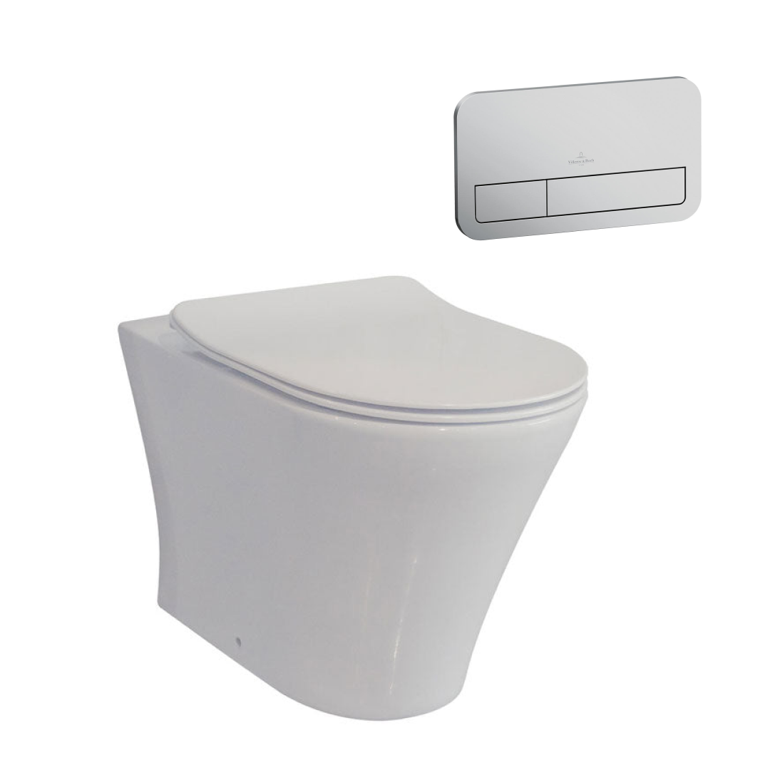 Villeroy & Boch O.Novo 2.0 S-Trap DirectFlush Wall Faced Toilet incl/Slim Seat & VB Cistern Package