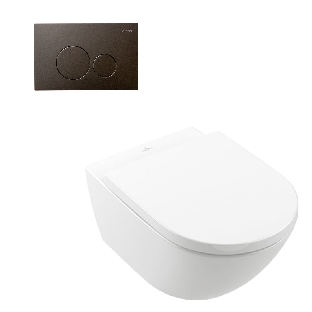 Villeroy & Boch Subway 3.0 Wall Hung Toilet incl/Argent 80 Cistern & Argent Plate