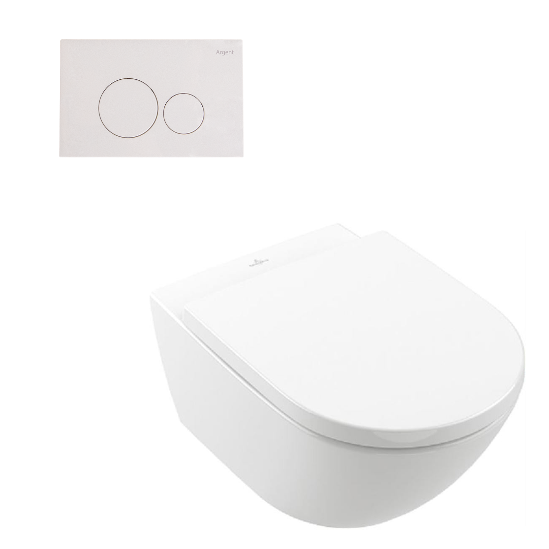 Villeroy & Boch Subway 3.0 Wall Hung Toilet incl/Argent 80 Cistern & Argent Plate